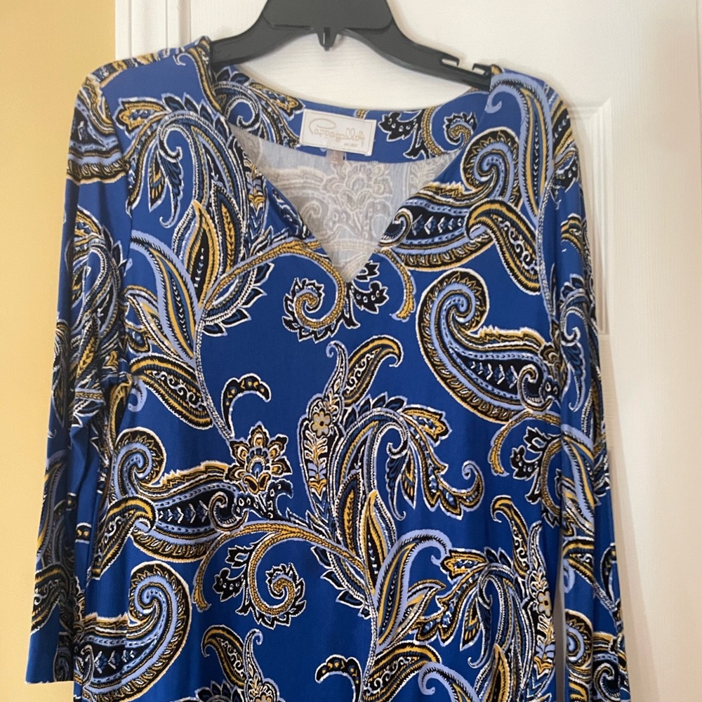 Blue and Gold Paisley Top